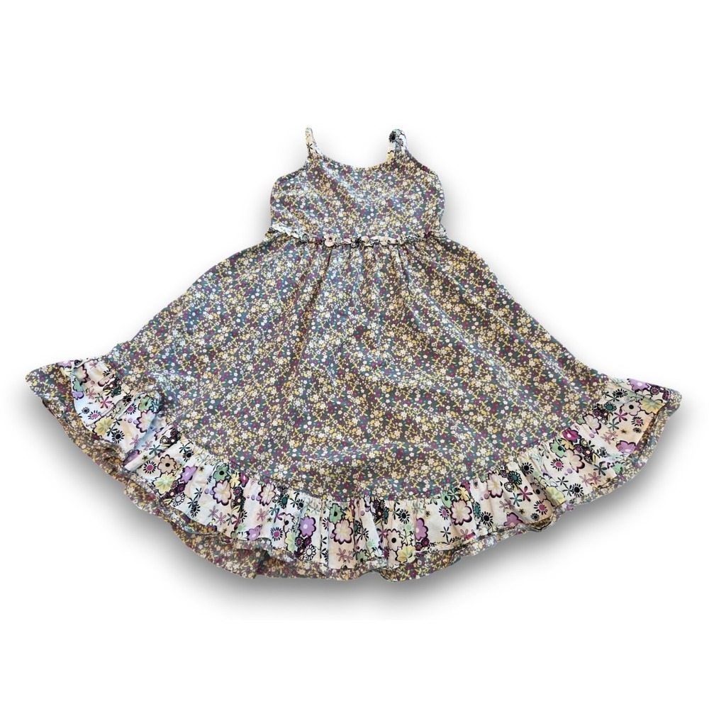 Hanna Andersson Floral Sleeveless Twirl Dress Ruffled Girls 140 US 10